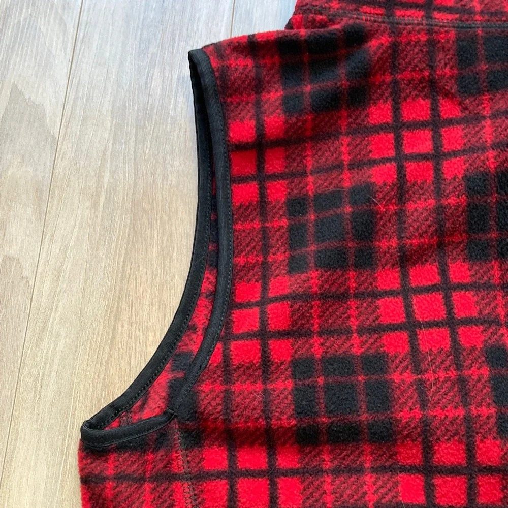 Chaps vest fleece checkered plaid print zip front vest with pockets S - Picture 9 of 17